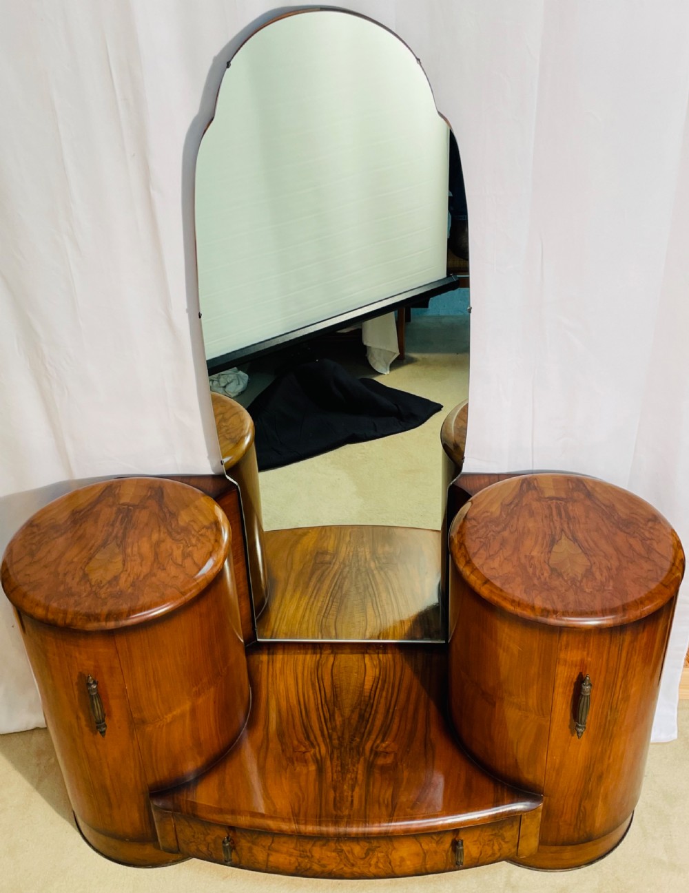 Fabulous Shrager Burr Walnut Iconic Cylinder Dressing Table View XVI