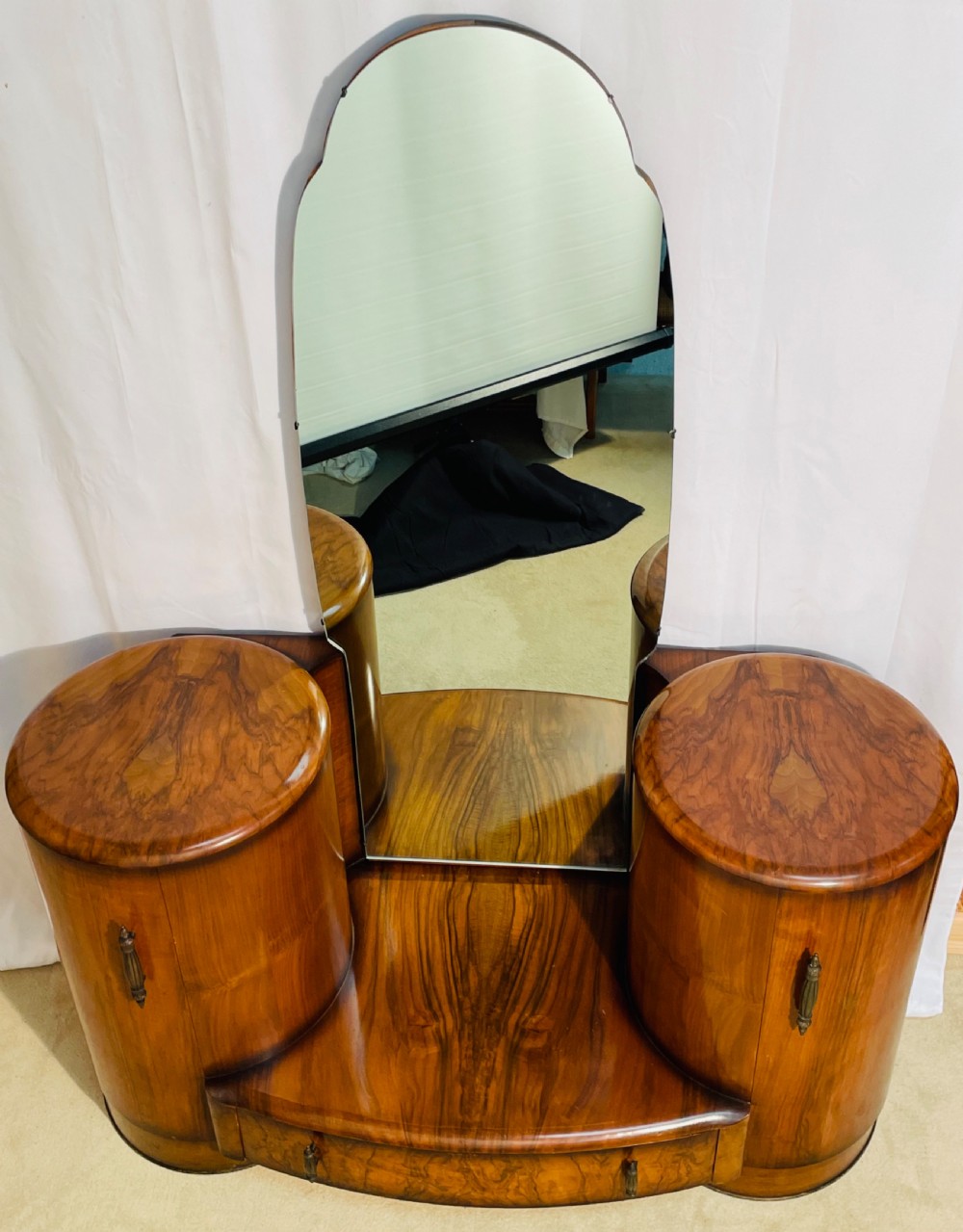 Fabulous Shrager Burr Walnut Iconic Cylinder Dressing Table View XVII