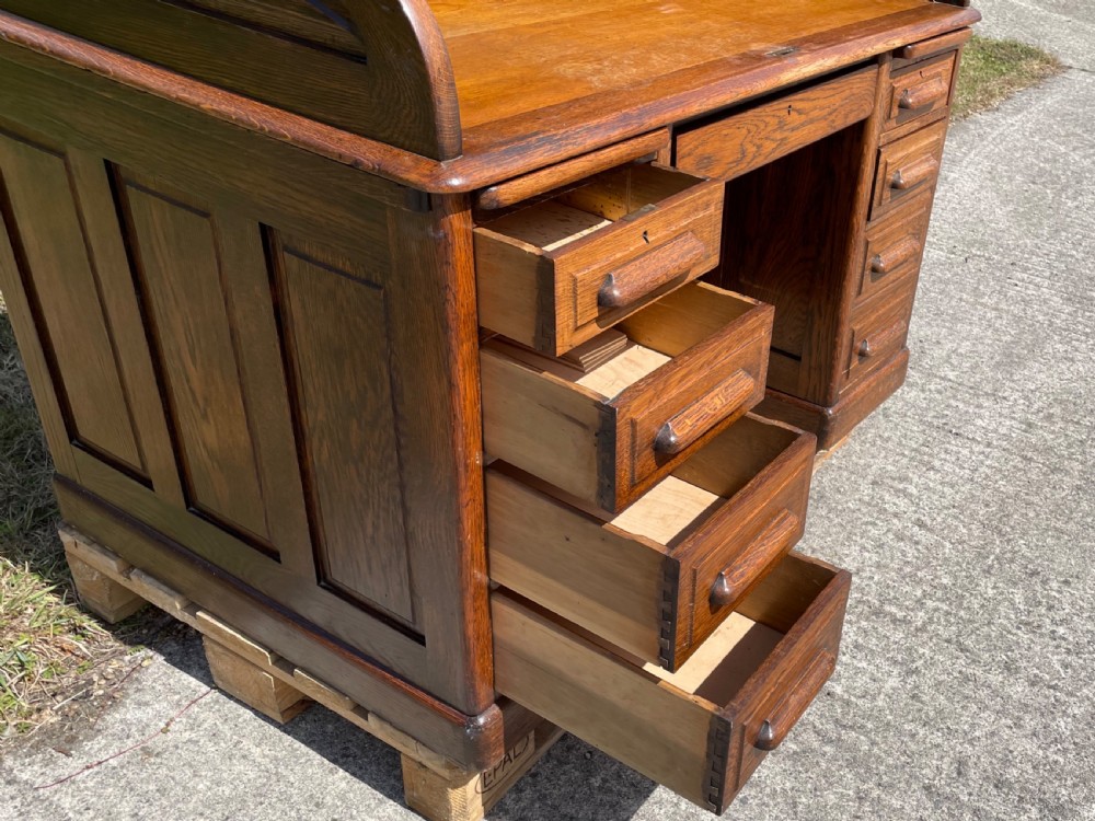 Fabulous Arvon Oak Roll Top Desk  View VII