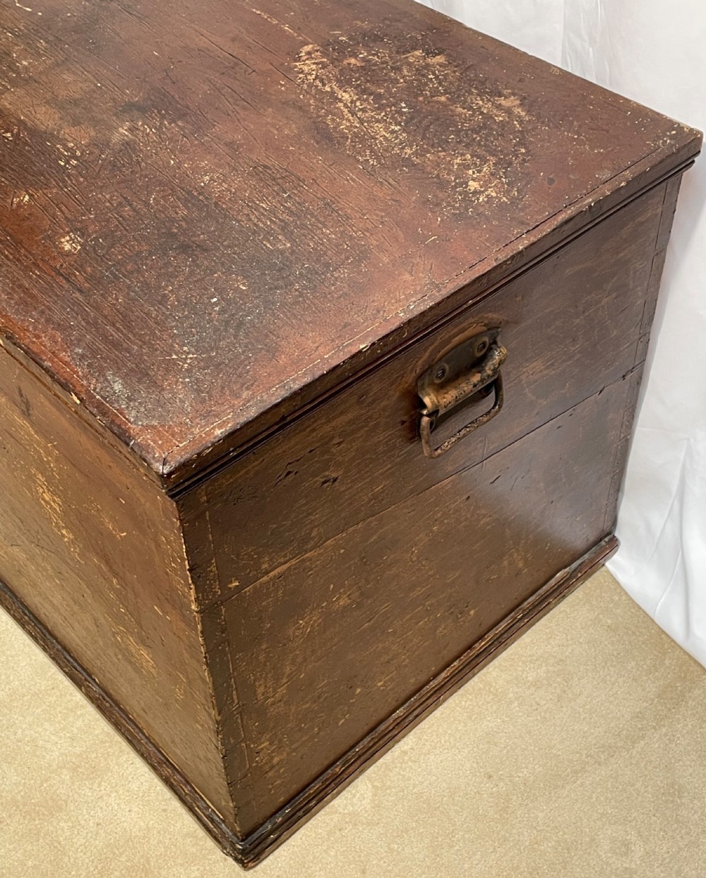 Large Victorian Pine Blanket Box in original paint View VII