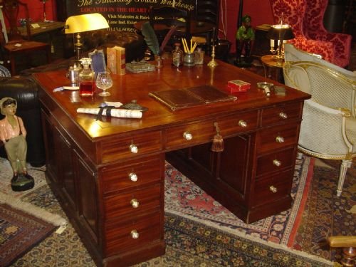 Good Looking Mahogany Partners Desk. C1900.