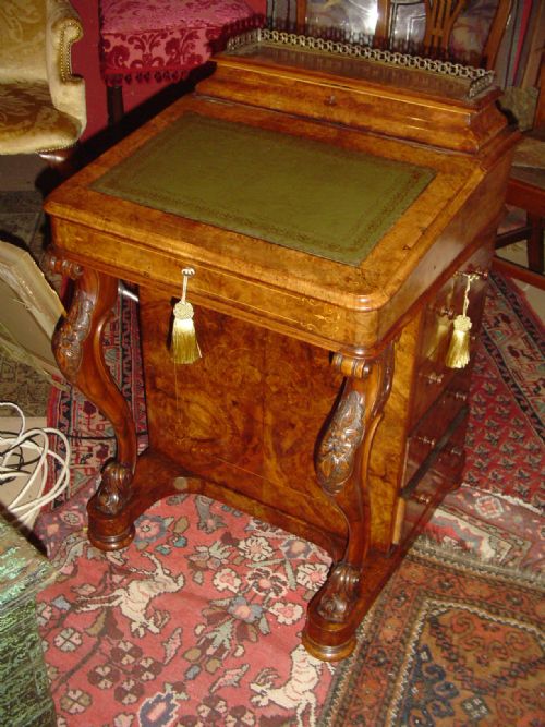 Victorian Burr Walnut Davenport. C.1860.