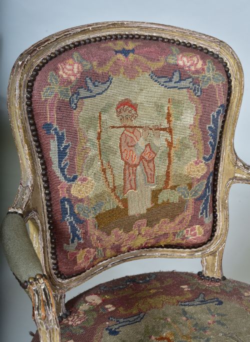 PAIR OF LATE 18TH CENTURY PAINTED FRENCH CHAIRS WITH NEEDLEWORK UPHOLSTERY CAN BE SOLD SEPARATELY - ADDITIONAL PHOTO 6