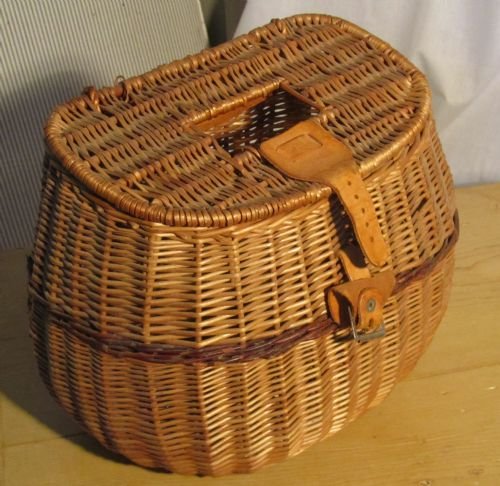 A Vintage Victorian Oval Wicker Fishing Creel