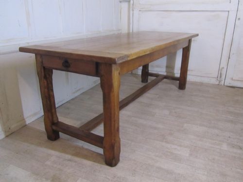 Large French Farmhouse Oak Dining Table from Brittany
