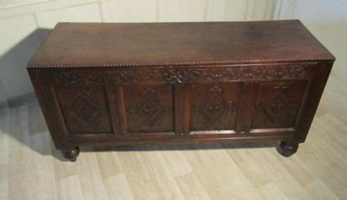 fig 1. Large 18th Century Carved Oak Coffer