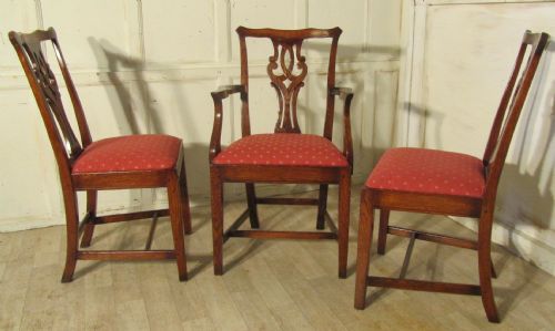 fig 1. A Set of 10 Chippendale Country Oak Dining Chairs