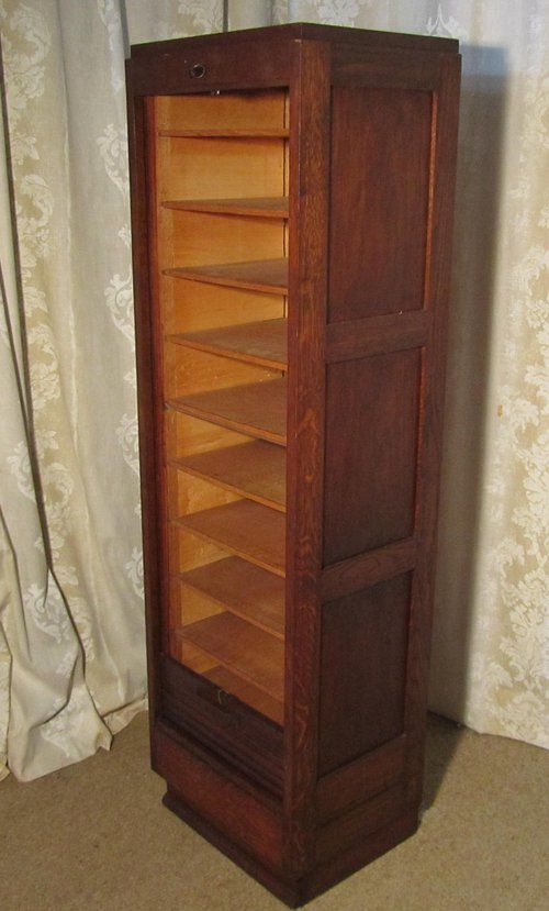 fig 1. A French Tambour Fronted Oak Art Deco Filing Cabinet