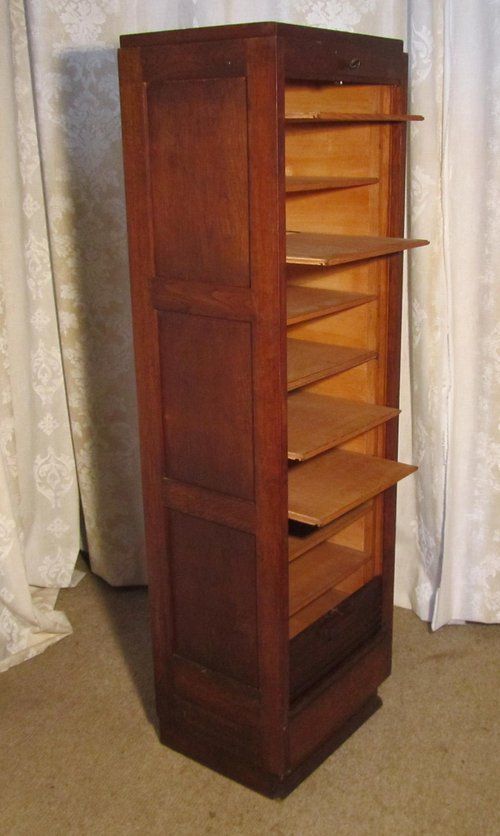 fig 2. A French Tambour Fronted Oak Art Deco Filing Cabinet