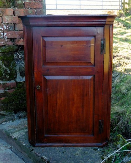 Rare18th Century English Cherry Wood Corner Cupboard