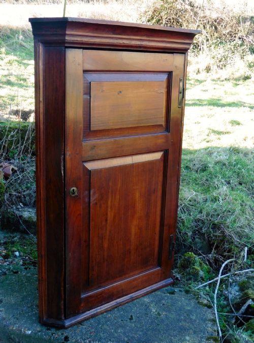 fig 1. Rare18th Century English Cherry Wood Corner Cupboard