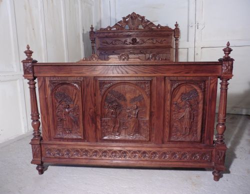fig 3. Breton Carved Oak and Chestnut Marriage Double Bed