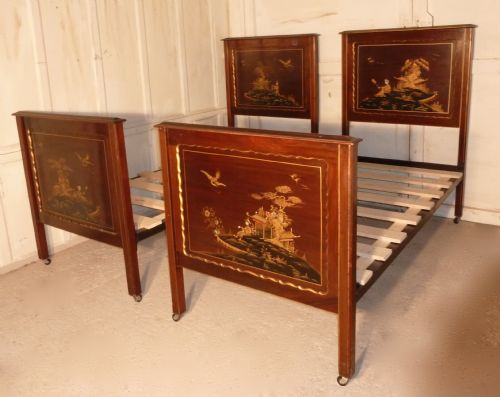 A Superb Pair of Chinoiserie Art Deco Twin Beds
