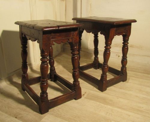 A Pair 18th Century of Oak Joint Stools Coffin Stools