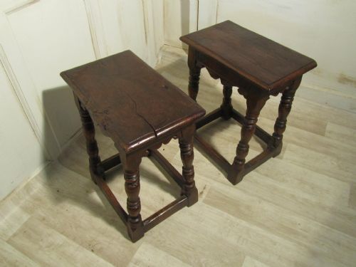 fig 1. A Pair 18th Century of Oak Joint Stools Coffin Stools