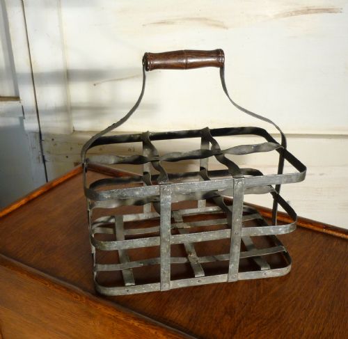 fig 1. French Metal Wine Bottle Carrier