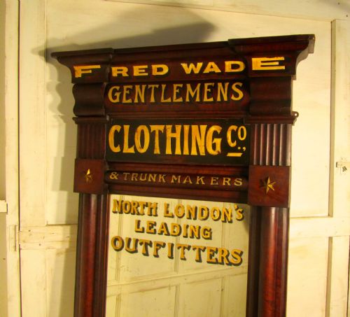fig 1. Victorian Mahogany Gentleman’s Outfitter’s Full Length Shop Mirror