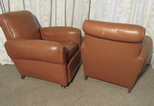 fig 1. A Pair of French Art Deco Leather Club Chairs