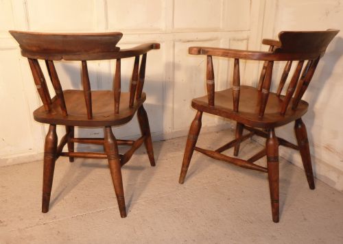 fig 1. A Pair of Elm Smokers Bow Office or Desk Chairs