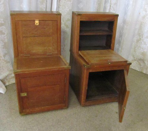 fig 1. A Pair of 19th Century Campaign or Steamer Library Steps, Oak Cabin Bedside Tables