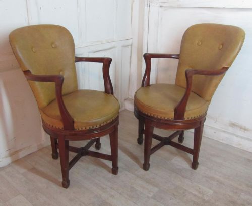 A Pair of Victorian Swivel Chairs, Ships Board Room or Desk Chairs