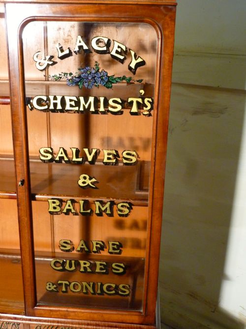fig 2. Victorian Mahogany Sign Painted Chemist’s or Bathroom Cupboard