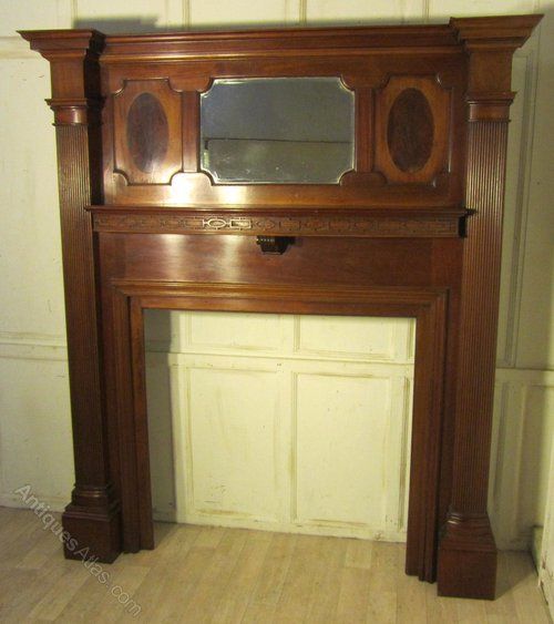 Large Victorian Inlaid Mahogany Fireplace