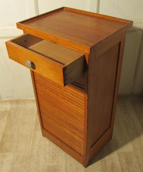 fig 2. Tambour Fronted Oak Art Deco Filing Cabinet, by H.Dupuis Paris