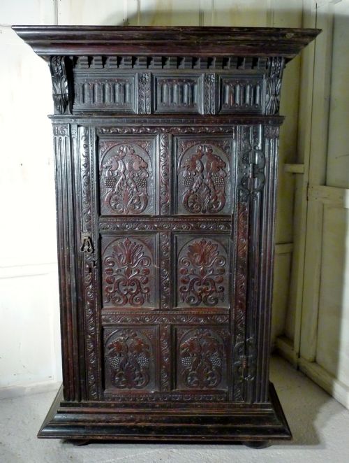17th Century Carved Oak Housekeepers or Hall Cupboard