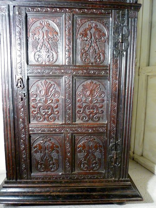 fig 2. 17th Century Carved Oak Housekeepers or Hall Cupboard