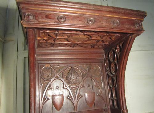 fig 1. Victorian Carved Gothic Oak Bishops Chair, Throne