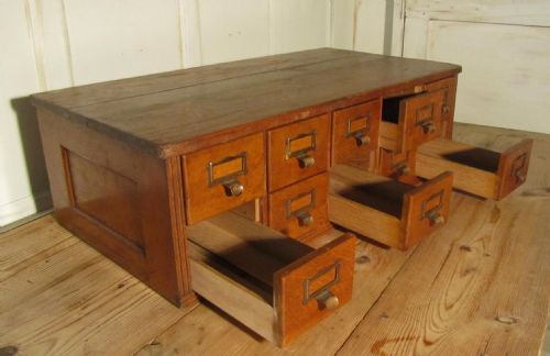fig 2. Golden Oak 10 Drawer Card Index Filing Cabinet
