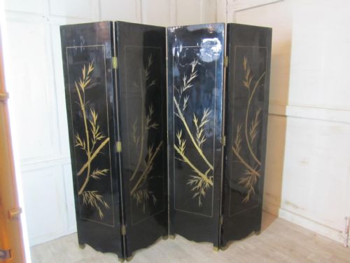 fig 2. Very Large Japanese Decorated Lacquer and Mother of Pearl Folding Screen