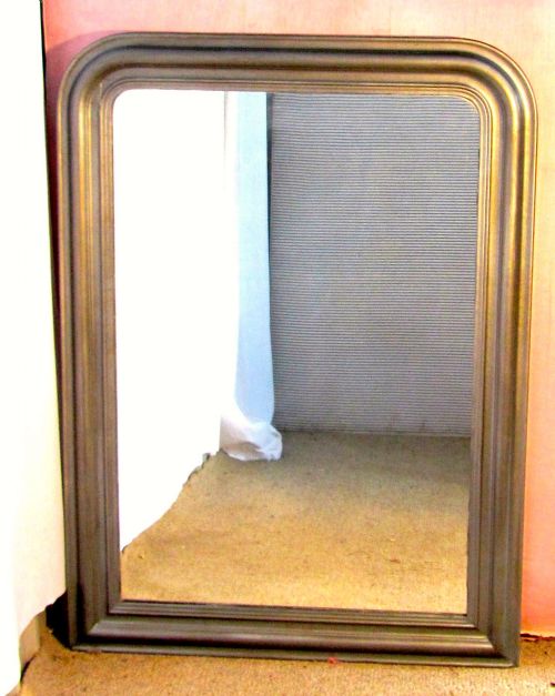 fig 1. Large French 19th Century Silver Painted Wall Mirror or Over Mantle