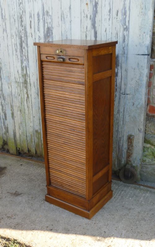 fig 2. French Tambour Golden Oak Art Deco Filing Cabinet