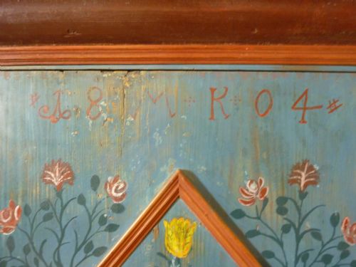 fig 2. A Painted Marriage Cupboard Wardrobe dated 1804