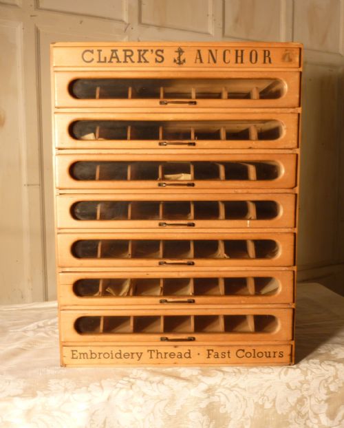 Clark’s Anchor Cotton Haberdashery Advertising Drawers Cabinet