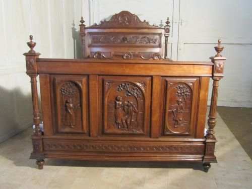 fig 1. Breton Carved Golden Oak Marriage Double Bed