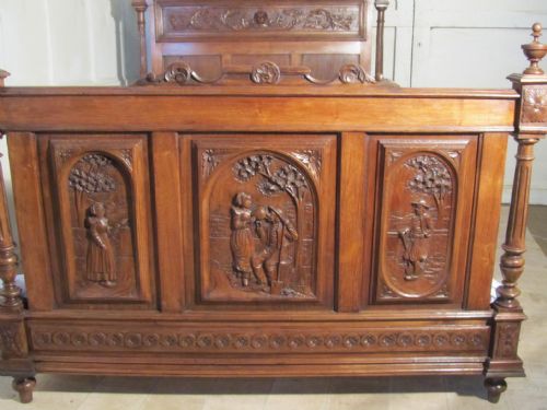 fig 2. Breton Carved Golden Oak Marriage Double Bed