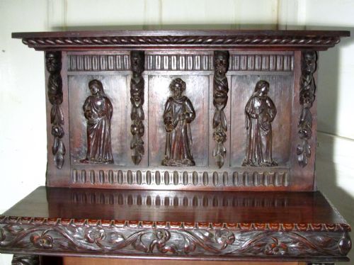 fig 1. 18th Century Gothic Carved Oak Open Bookcase