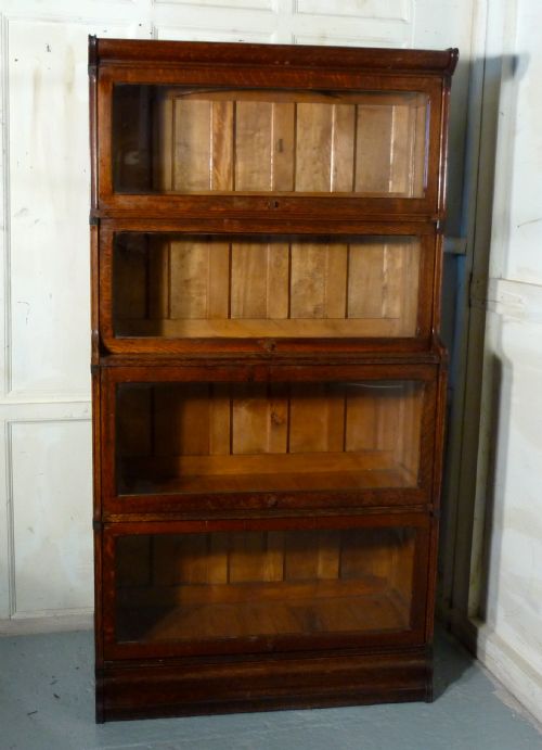 Art Deco 4 Stack Oak Globe Wernicke Barristers Bookcase or Filing Cabinet