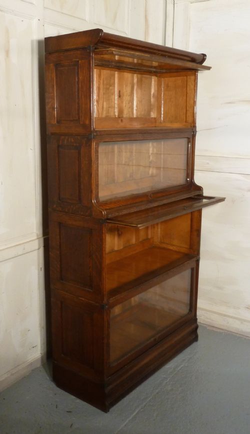 fig 1. Art Deco 4 Stack Oak Globe Wernicke Barristers Bookcase or Filing Cabinet