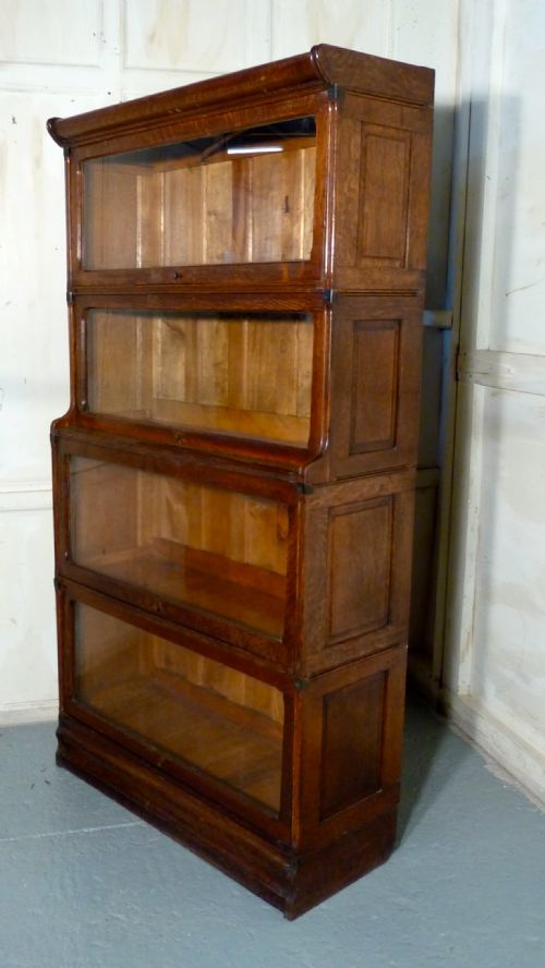 fig 2. Art Deco 4 Stack Oak Globe Wernicke Barristers Bookcase or Filing Cabinet