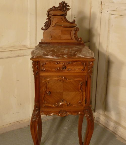 fig 2. French Rococo 19th Century Walnut Bedside Cabinet  