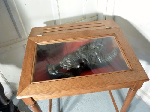 fig 1. A French Golden Oak Jewellery or Collectors Cabinet, Vitrine