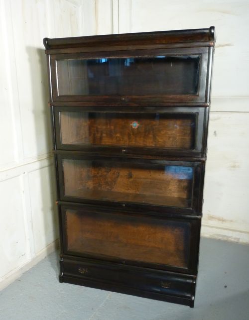 A 4 Stack Oak Globe Wernicke Barristers Bookcase or Filing Cabinet