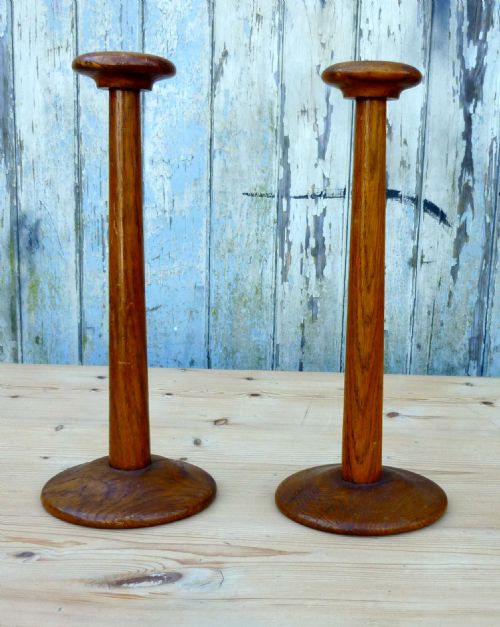 A Pair of 19th Century Golden Oak Wig Stands, Shop Display Hat Stands