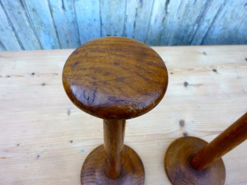 fig 1. A Pair of 19th Century Golden Oak Wig Stands, shop display Hat Stands