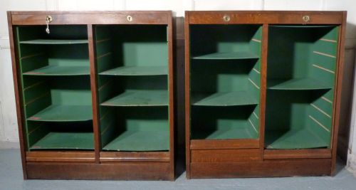 fig 1. A Pair French Tambour Double Fronted Oak Art Deco Filing Cabinets