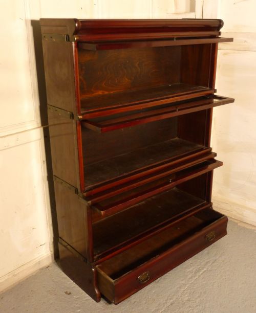 fig 1. 3 Stack Mahogany Globe Wernicke Barristers Bookcase or Filing Cabinet